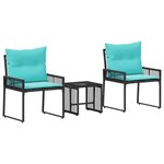 vidaXL Ensemble de meubles d'extérieur 7 pc Noir et turquoise