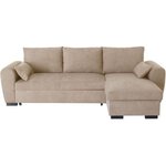 Canapé d'angle convertible réversible MAX - Méridienne avec coffre - Tissu camel - 240 x 143 x 85 cm