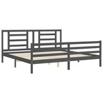 vidaXL Cadre de lit avec tête de lit gris 200x200 cm bois massif