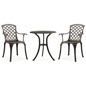 Ensemble de bistro jardin meuble extérieur terrasse 3 pièces aluminium coulé bronze 02_0013504
