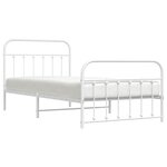 vidaXL Cadre de lit métal sans matelas et pied de lit blanc 107x203 cm