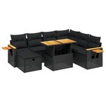 vidaXL Salon de jardin 8 Pièces avec coussins noir résine tressée