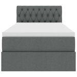 vidaXL Lit de rangement LED avec matelas Gris foncé 90 x 200 cm Tissu