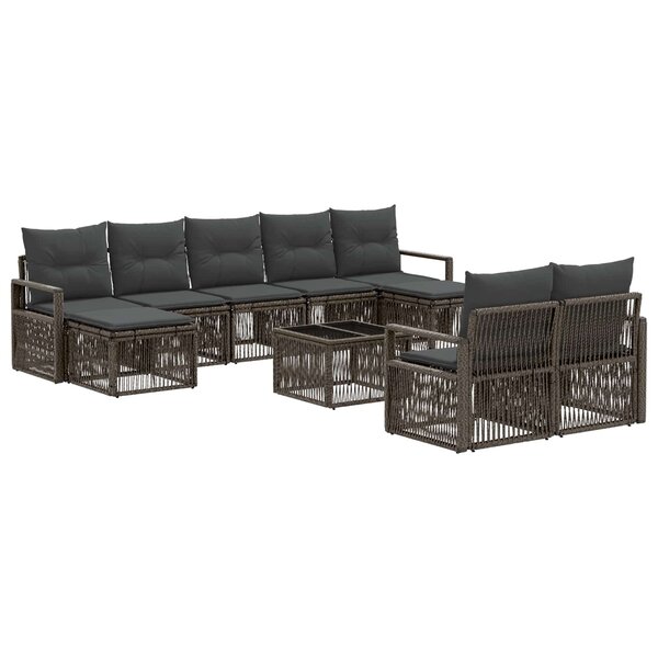 vidaXL Ensemble de canapé de jardin 10 Pièces Gris polyrotin