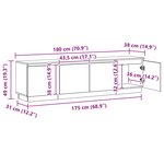 vidaXL Meuble TV Bois Ancien 180 x 38 x 49 cm Bois d'ingénierie