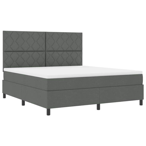 vidaXL Lit à ressorts avec matelas et LED - Gris foncé  180x200 cm Tissu