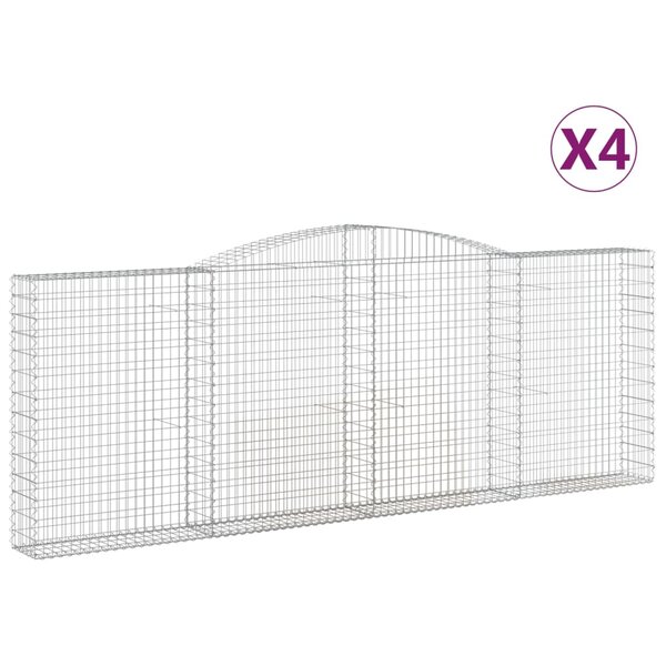 vidaXL Paniers à gabions arqués 4 Pièces 400x30x140/160 cm Fer galvanisé