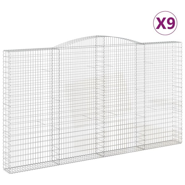 vidaXL Paniers à gabions arqués 9 Pièces 400x30x220/240 cm Fer galvanisé