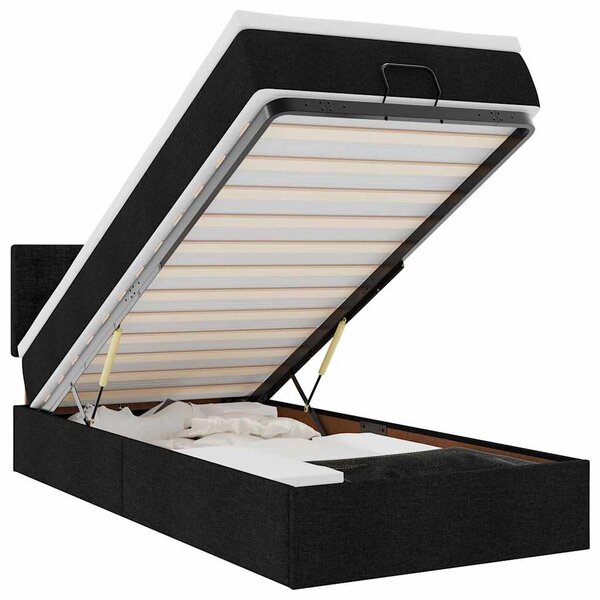 vidaXL Cadre de lit ottoman avec matelas noir 80x200 cm tissu