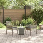vidaXL Ensemble bistro de jardin 3 Pièces Gris Poly rotin