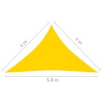 vidaXL Voile de parasol Tissu Oxford triangulaire 4x4x5 8 m Jaune