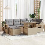 vidaXL Salon de jardin avec coussins 7 Pièces beige résine tressée