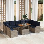 vidaXL Ensemble de canapé de jardin 10 Pièces gris et bleu marine