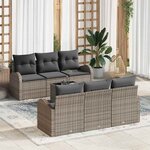 vidaXL Ensemble de canapé de jardin 7 Pièces Gris 55 x 55 x 37 cm
