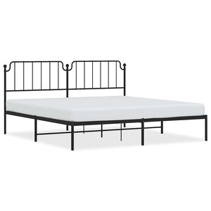 vidaXL Cadre de lit métal sans matelas avec tête de lit noir 193x203cm
