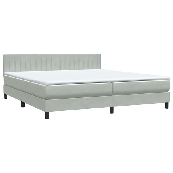vidaXL Sommier à lattes de lit et matelas gris clair 180x220cm velours