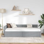 vidaXL Cadre de lit d'angle avec tête de lit Gris clair 90 x 190 cm
