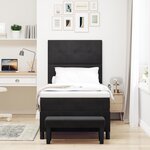 vidaXL Lit avec sommier et matelas & banc Noir 100x200 cm Velours