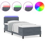 Lit Box Spring vidaXL avec Matelas & LED Gris Foncé 80x200 cm Velours