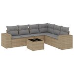 vidaXL Salon de jardin avec coussins 7 Pièces beige résine tressée