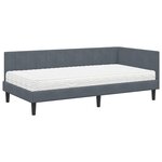 vidaXL Cadre de lit d'angle Gris foncé 90 x 200 cm Velours
