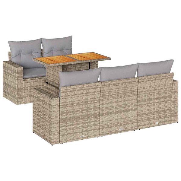 vidaXL Salon de jardin avec coussins 6 Pièces beige résine tressée