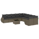 vidaXL Salon de jardin 11 Pièces avec coussins gris clair résine tressée