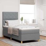 vidaXL Lit avec sommier et matelas gris clair 100x200 cm tissu