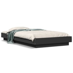 vidaXL Cadre de lit avec lumières LED sans matelas noir 100x200 cm
