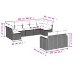 vidaXL Salon de jardin 9 Pièces avec coussins gris résine tressée