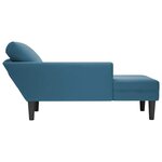 vidaXL Fauteuil long avec coussin et accoudoir droit bleu velours