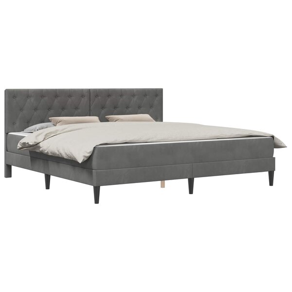 vidaXL Cadre de lit avec matelas Gris foncé 180 x 200 cm Velours