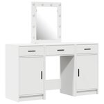 vidaXL Ensemble de Coiffeuse 3 Pièces avec Éclairage LED en Bois d'Ingénierie Blanc