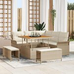 vidaXL Ensemble de canapé de jardin 8 Pièces Beige polyrotin