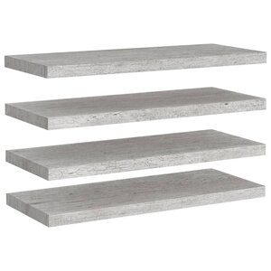 vidaXL Étagères murales flottantes 4 Pièces gris béton 80x23 5x3 8 cm MDF