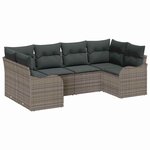 vidaXL Ensemble de canapé de jardin avec coussin 6 Pièces Gris Poly rotin