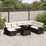 vidaXL Salon de jardin avec coussins 9 Pièces marron résine tressée