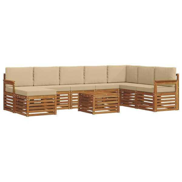 vidaXL Ensemble de canapés d'extérieur 9 pc Naturel et Beige