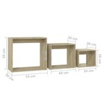 vidaXL Tables gigognes 3 Pièces Chêne sonoma Aggloméré