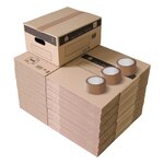 Pack and Move - Lot 50 Cartons Déménagement Stockage S - 36 x 28 x 18 cm - Poignées renforcées - 3 adhésifs offerts
