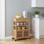 vidaXL Chariot de Cuisine avec Roues Naturel 59 5 x 36 x 82 cm Bambou