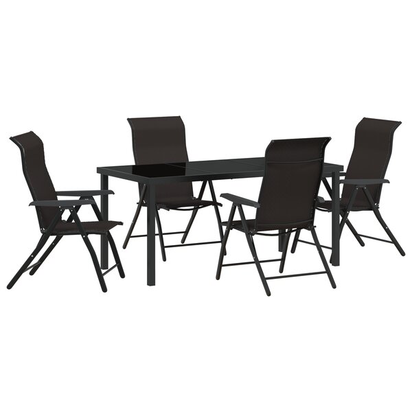 vidaXL Ensemble de Jardin 5 Pièces Noir Poly Rattan
