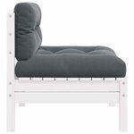 vidaXL Canapé central de jardin avec coussins Blanc Bois de pin massif