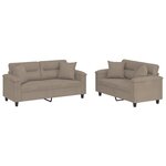 vidaXL Ensemble de canapés 2 Pièces avec coussins Taupe Tissu microfibre