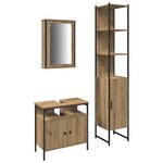 Set de coiffeuse 3 pièces en bois d'ingénierie chêne marron