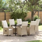 vidaXL Ensemble de Mobilier de Jardin 7 Pièces avec Coussins  Rattan Poly Beige