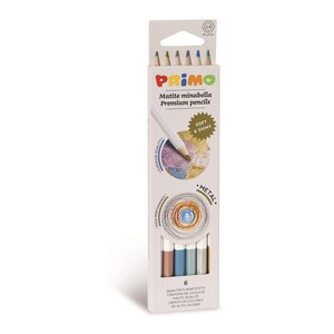 Crayons de couleur métallique hexagonaux minabella  avec carton 6 couleurs. ø 3 8 mm PRIMO