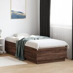 vidaXL Cadre de lit avec LED sans matelas chêne marron 90x200 cm