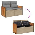 vidaXL Salon de jardin avec coussins 9 Pièces beige résine tressée acacia