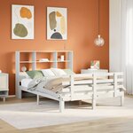 vidaXL Lit bibliothèque sans matelas blanc 160x200 cm bois pin massif